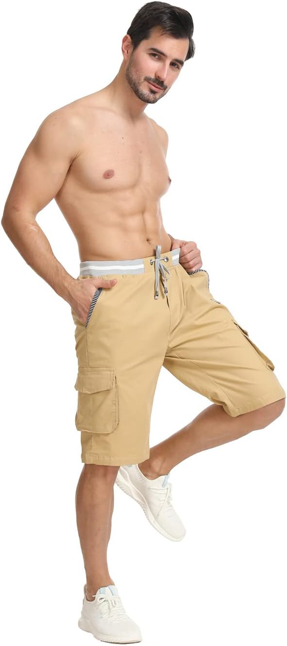 Tansozer Kurze Hosen Herren Shorts Herren Sommer Freizeit mit 6 Taschen S Khaki, S Khaki