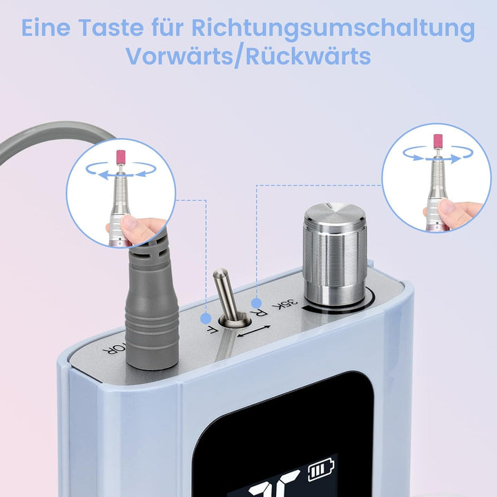 Delanie Elektrische Nagelfräser 35000 U/min, Wiederaufladbare Fräser für gelnägel Nagellack, Manikür