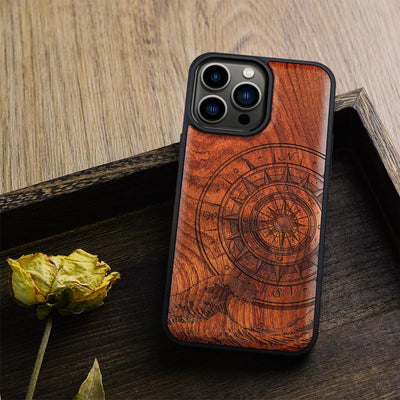 Carveit Holz Cover für iPhone 15 Pro Max Handyhulle kompatibel mit MagSafe Massivholz für Apple 15 p