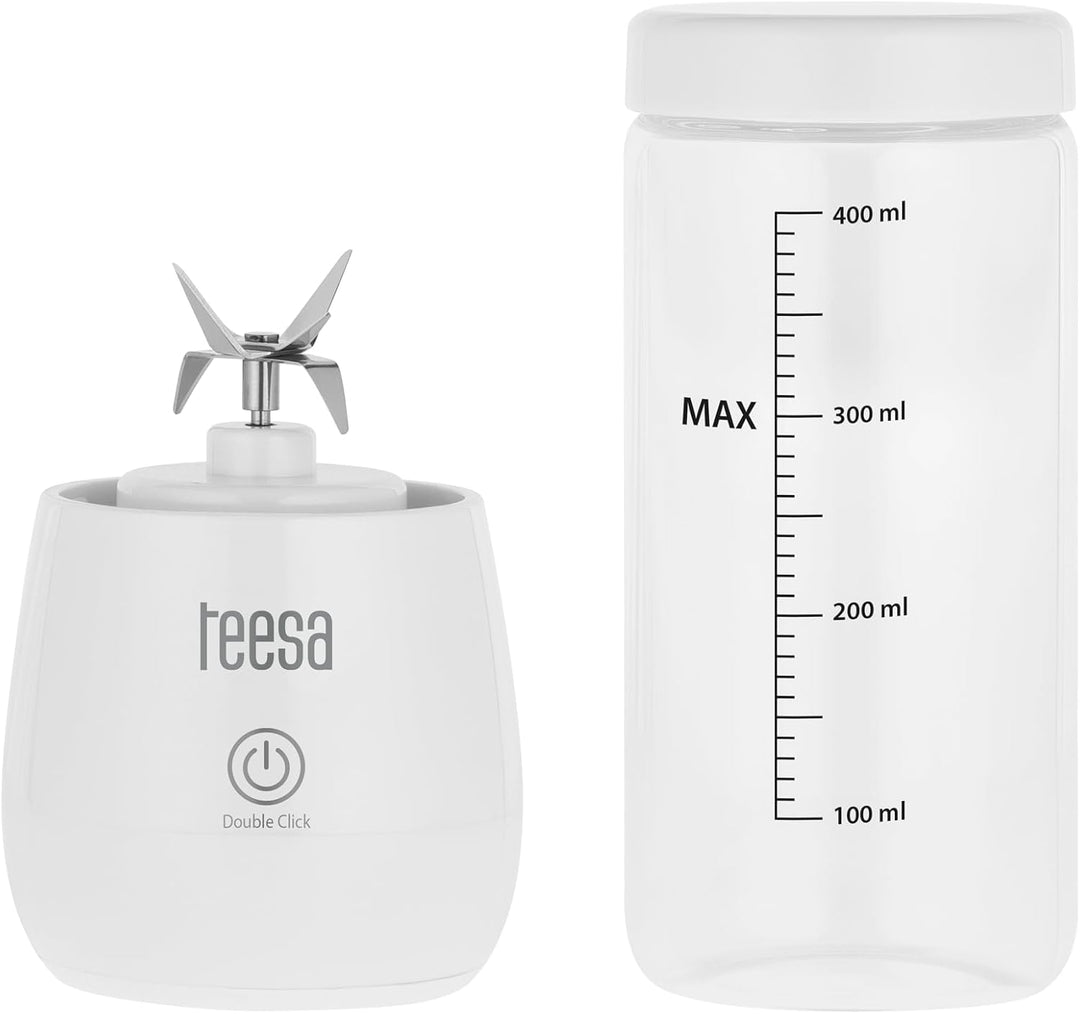 Teesa Akku-Mixer TSA3543, Glasbecher, 450 ml, Leistung 100 W, 6 Edelstahlklingen