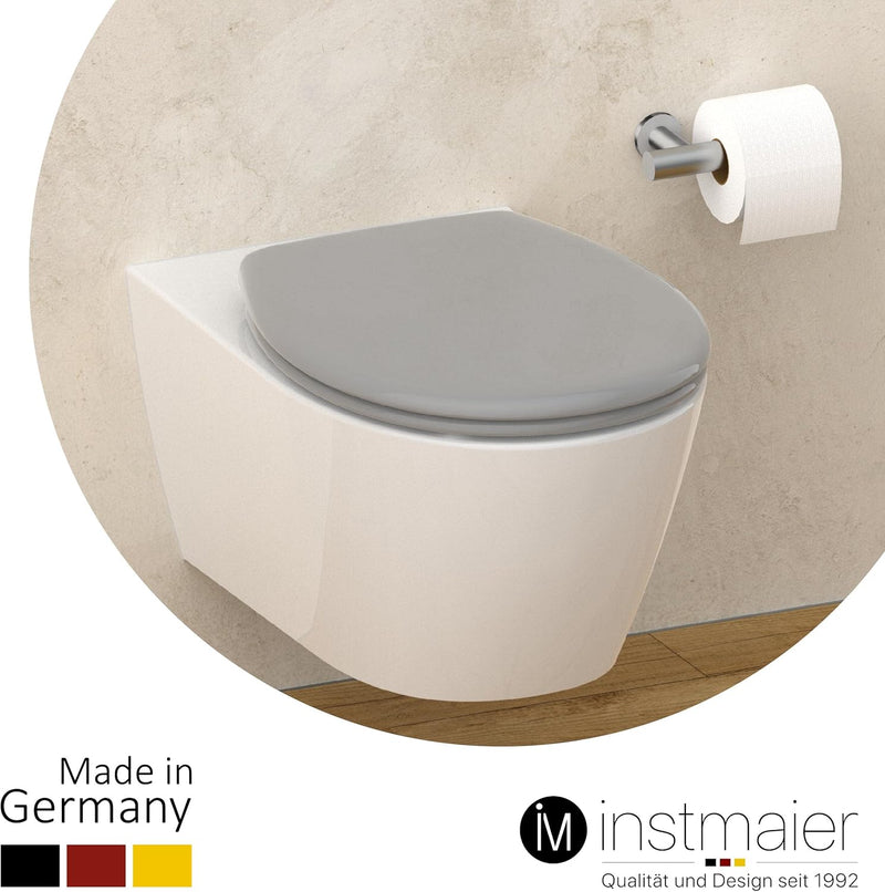 instmaier Toilettendeckel mit Absenkautomatik grau | Made in Germany | ovale Form | Toilettensitz au