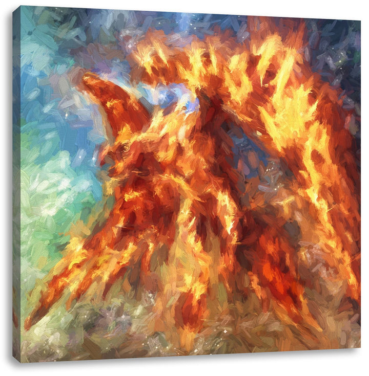 Pixxprint Feuriger Adler als Leinwandbild Quadratisch/Grösse: 70x70 / Wandbild/Kunstdruck/fertig bes