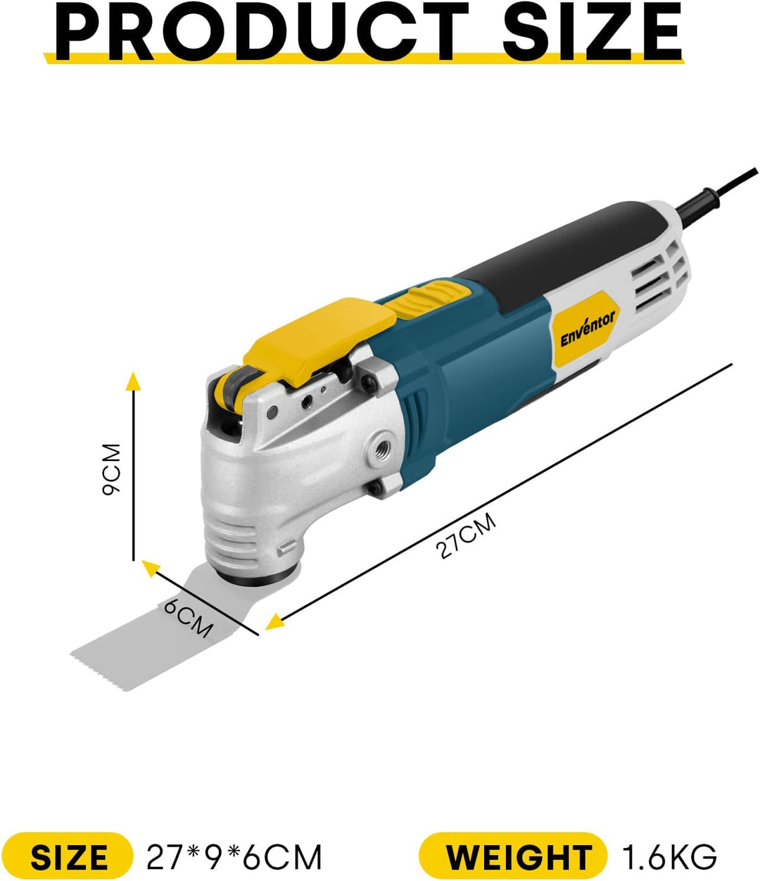 ENVENTOR Oszillationswerkzeug, 300W Multifunktionswerkzeug mit 28 Zubehör, 6 Variable Geschwindigkei
