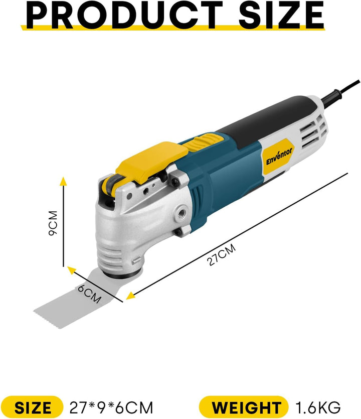 ENVENTOR Oszillationswerkzeug, 300W Multifunktionswerkzeug mit 28 Zubehör, 6 Variable Geschwindigkei