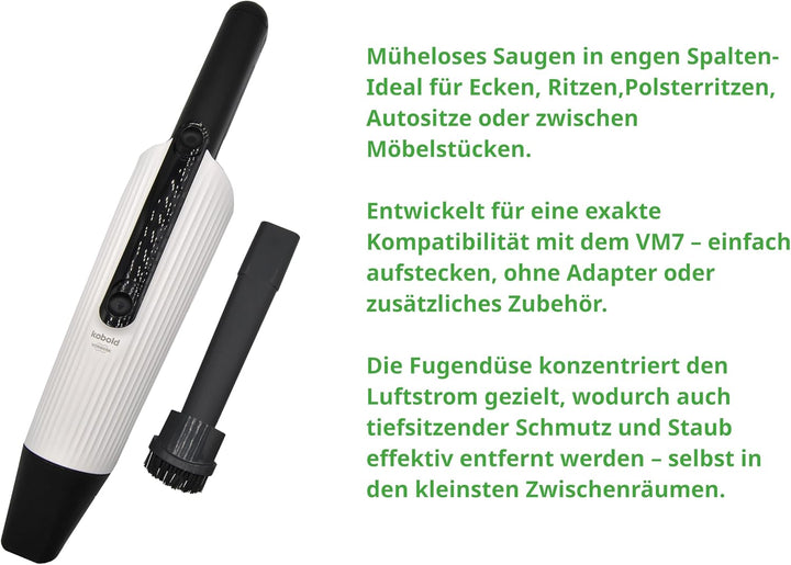 Fugendüse Düse 21cm kompatibel mit Vorwerk Kobold Handstaubsauger VM7 | Mit Pinselaufsatz, verlänger