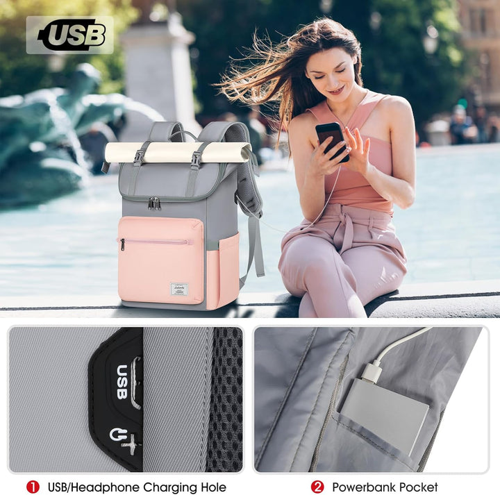 Lubardy Rolltop Rucksack Herren Damen Wasserdicht Rucksack Herren Laptop Rucksack 17,3 zoll Schulruc