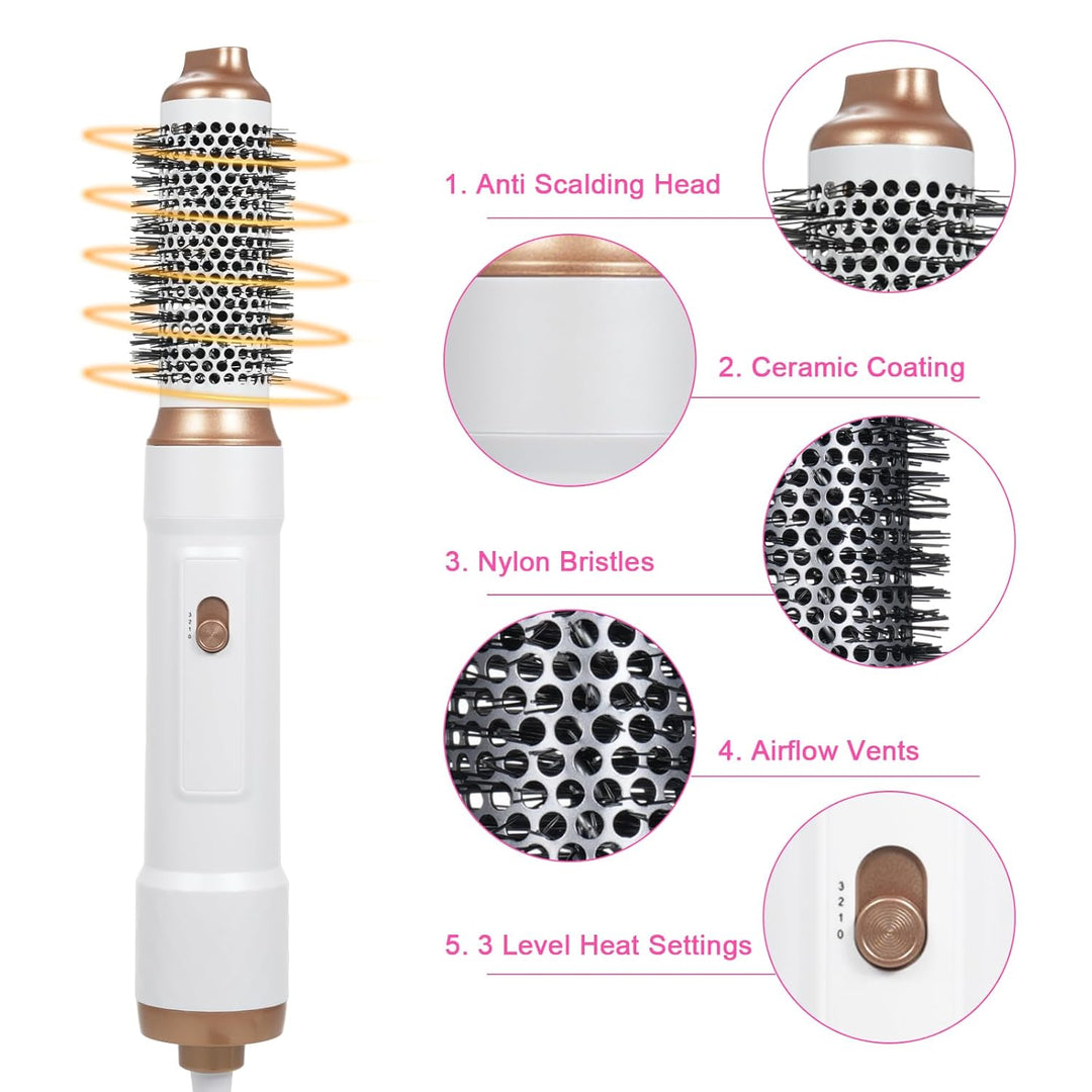 Airstyler Set, 5 in 1 Warmluftbürste Set Stylingbürsten mit Haartrockner Rundbürstenföhn Airflow Mul