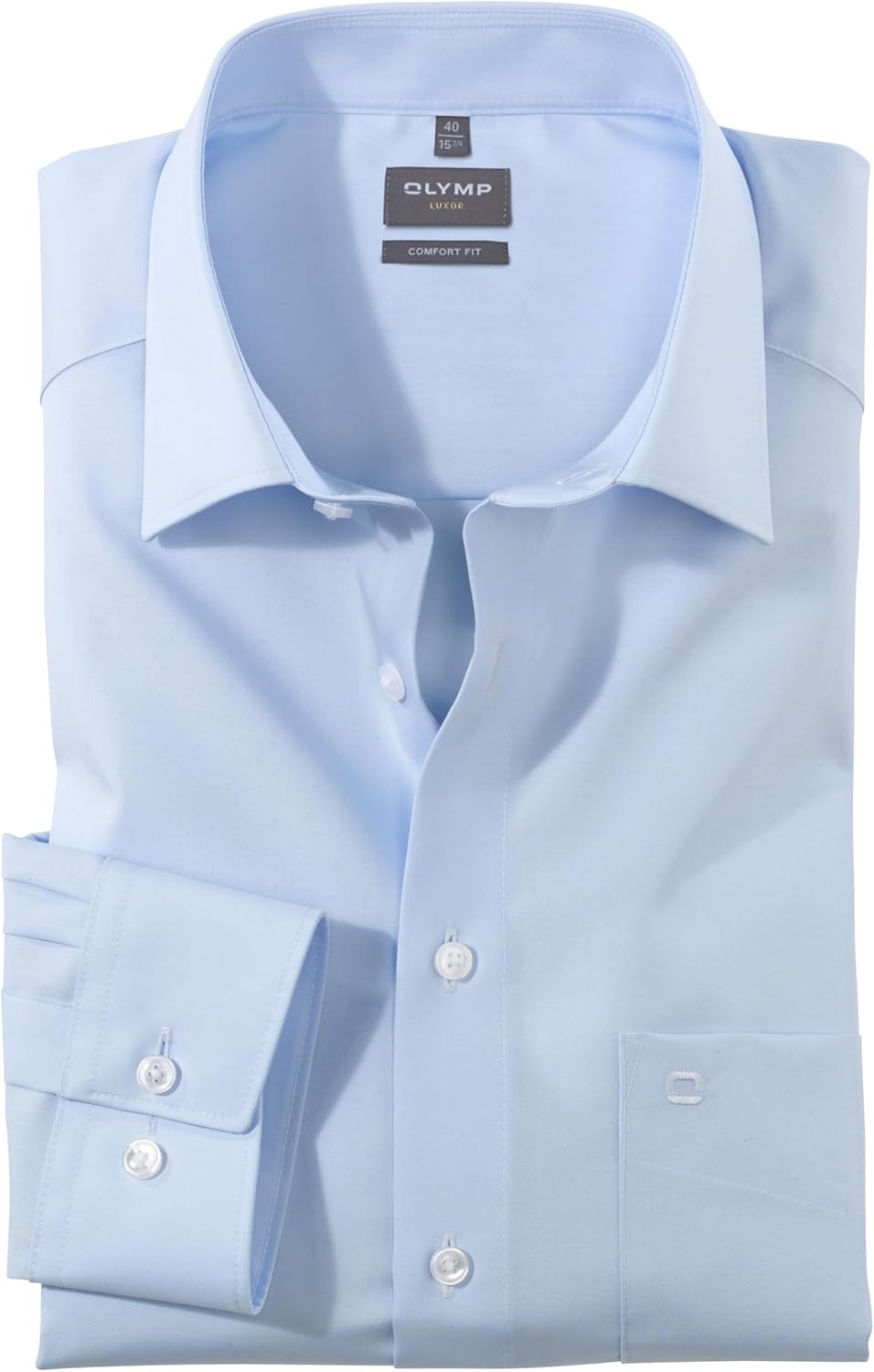 OLYMP Herren Businesshemd Langarm Luxor,Einfarbig,Comfort fit,New Kent 39 Hellblau, 39 Hellblau