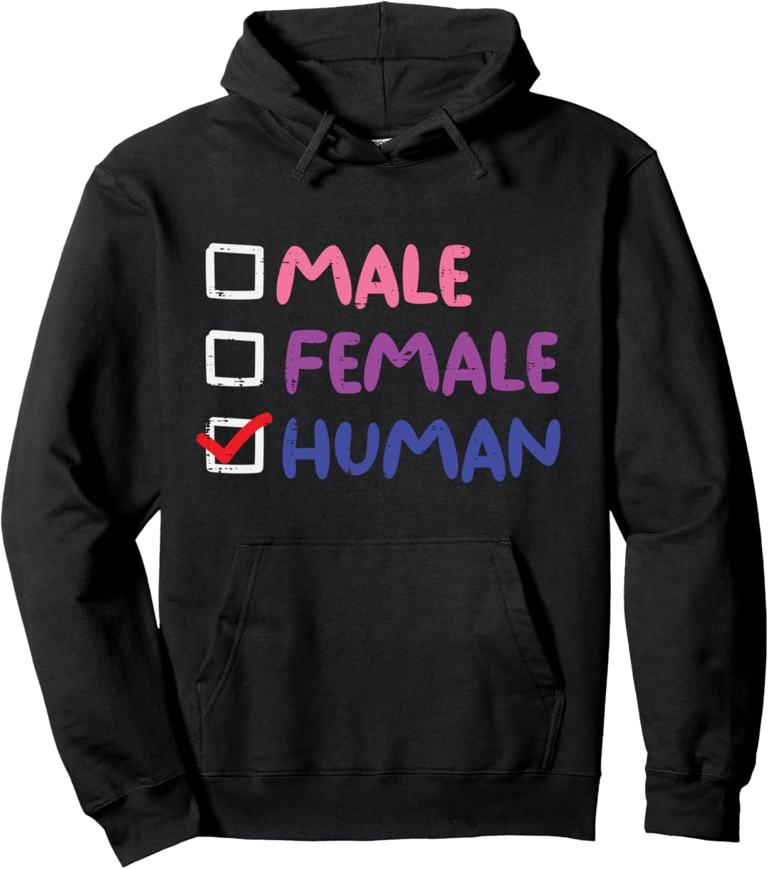 Male Female Human Checkbox LGBTQ Genderfluid Flag Non-Binary Pullover Hoodie
