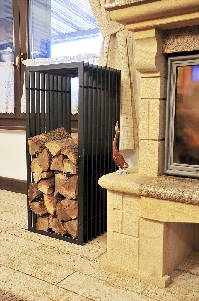 DanDiBo Kaminholzregal D-Stil Kaminholzständer 100 cm Holzkorb Kaminholzhalter Holzregal