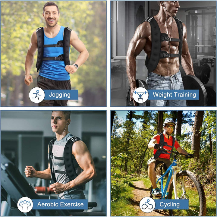 Gewichtsweste 10Kg, Weighted Vest Verstellbare Laufweste Trainingsweste Gewichtsmanschetten mit Refl