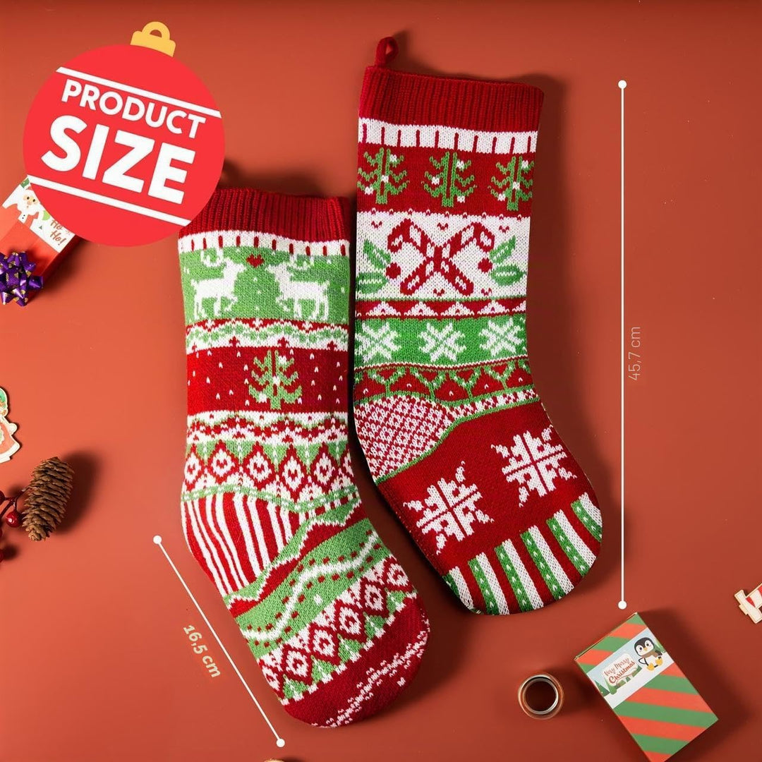 JOYIN 3 Pack 45.7cm Gestrickte, grosse rustikale Zopfmuster Nikolausstrumpf-Nikolausstiefel für für
