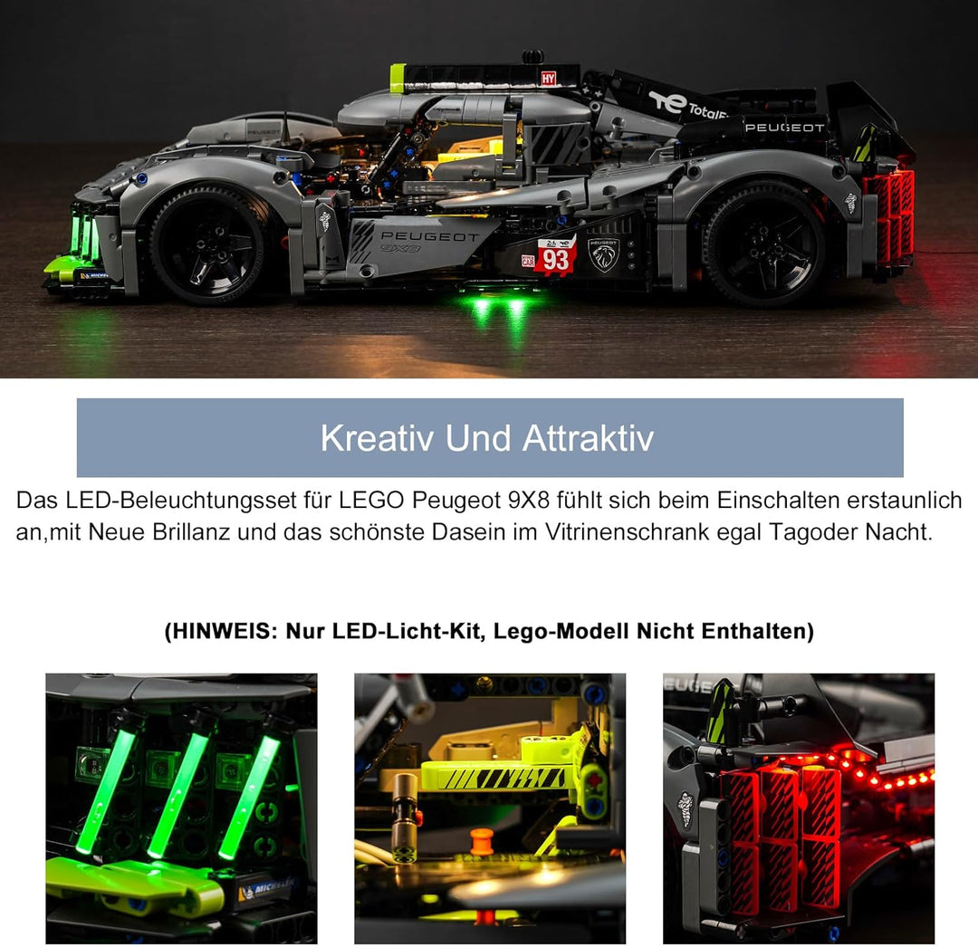 Led Licht Set für Lego 42156 Technic Peugeot 9X8 24H Le Mans Hybrid Hypercar (Kein Lego-Modell), Upd