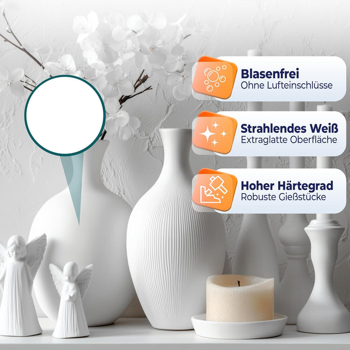 Giesspulver Extra Weiss - Premium Gips zum Giessen - Reliefgiesspulver weiss aus hochwertigem Alabas