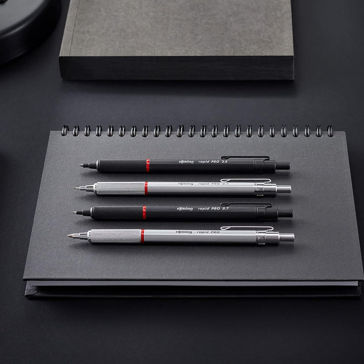 rOtring Rapid PRO Druckbleistift mit Einzug , 2,0 mm , Schwarz 1 stück (1er Pack) Single Schwarz, 1