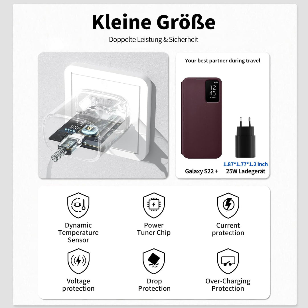 25W USB C Ladegerät für Samsung,Schnellladegerät 2M Typ C Ladekabel für Samsung Galaxy S24 S23 S22 S