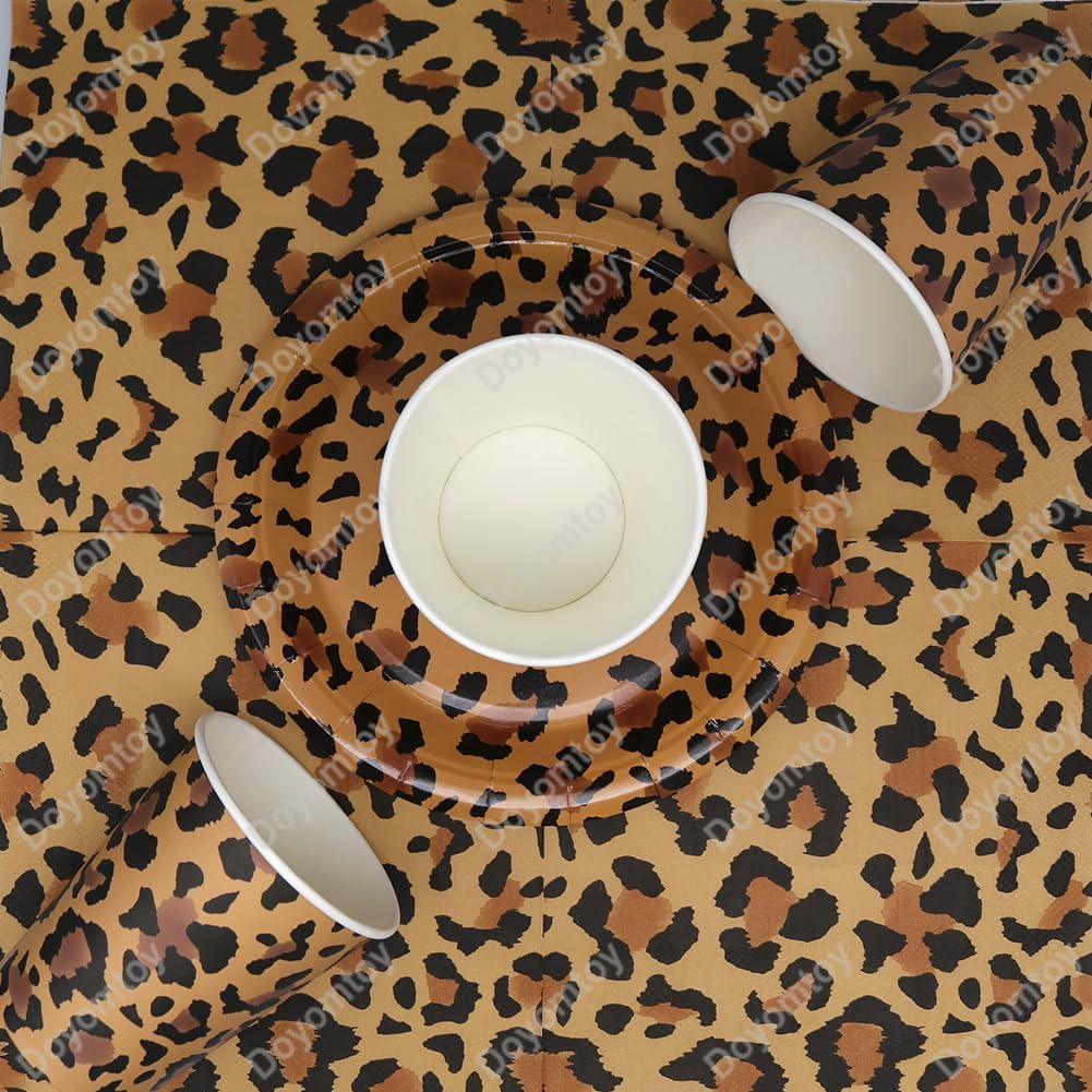 Doyomtoy Leopard Geburtstag Deko, Leoparddruck Partygeschirr Geburtstagsteller Tassen Servietten Saf