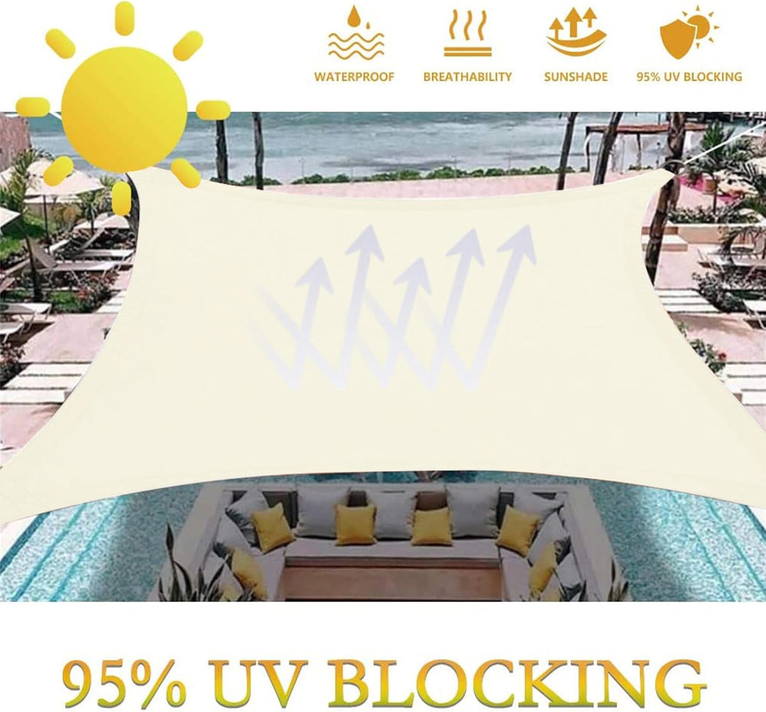 Dripex Sonnensegel wasserdicht Sonnenschutz Set 4X6 m inkl Befestigungsseile Rechteckig Polyester Im