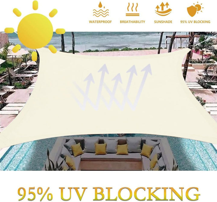 Dripex Sonnensegel wasserdicht Sonnenschutz Set 4X6 m inkl Befestigungsseile Rechteckig Polyester Im