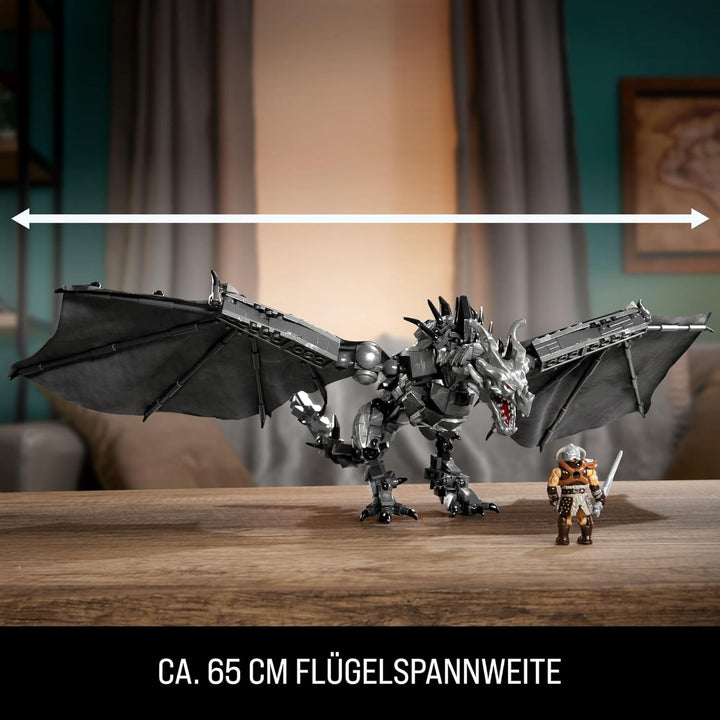 MEGA Skyrim Actionfigur Bauspielzeug, Alduin der Weltenfresser mit 619 Teilen, mit 1 Dragonborn-Figu