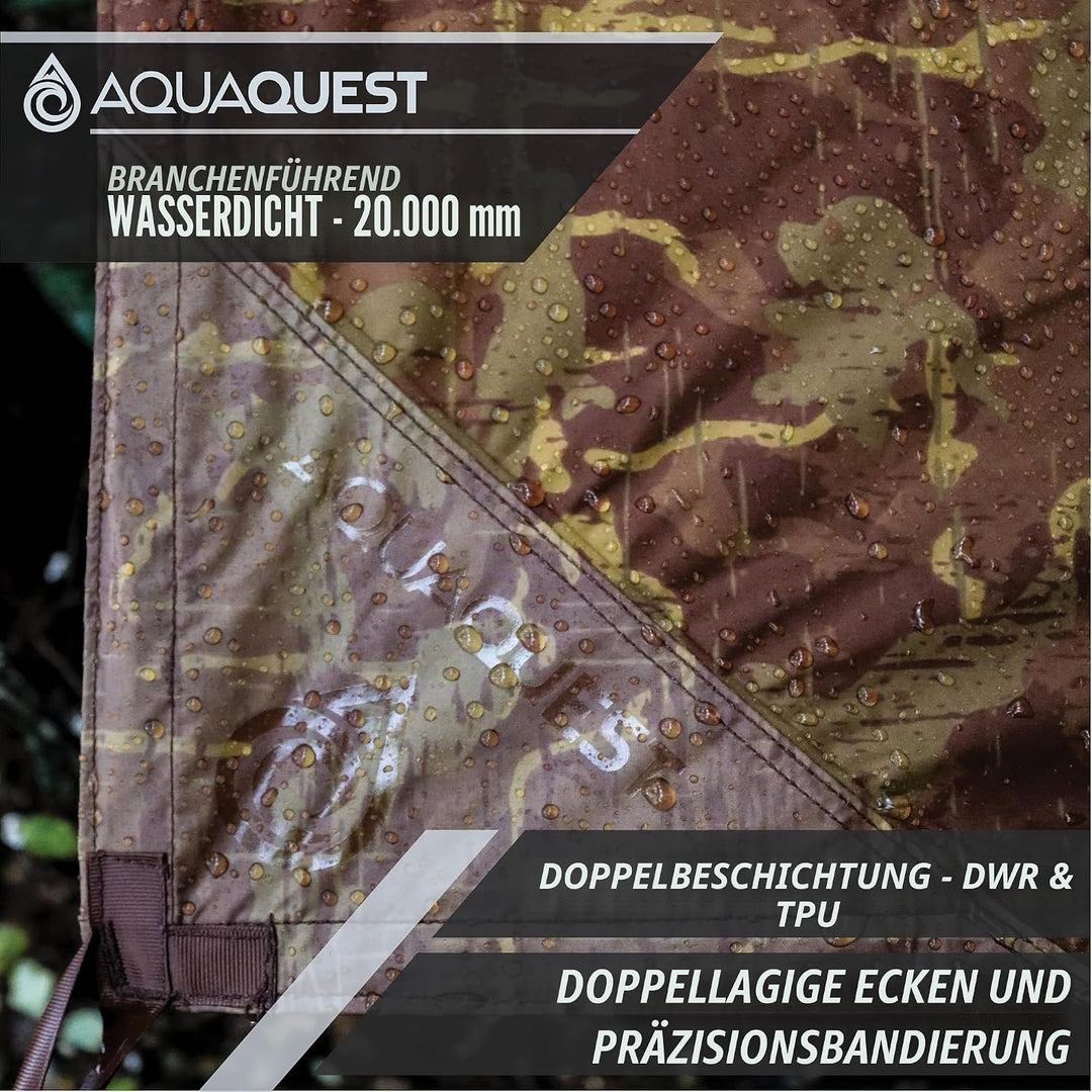AquaQuest Safari wasserdichte Campingplane - Leichter Sonnenschutz oder Regenschutz - Camping-Essent