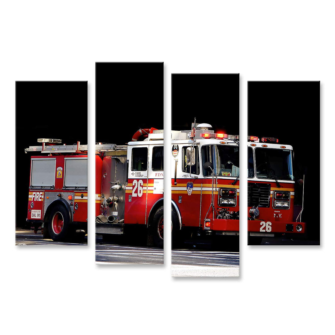 islandburner Bild auf Leinwand Feuerwehrauto Vor Schwarzem Hintergrund Bilder Wandbilder Poster Lein
