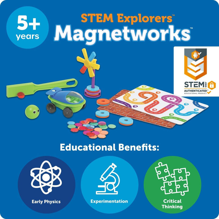 Learning Resources STEM Explores Magnetwerke, magnetische Fliesen-Blöcke, STEM-Spielzeug, sensorisch