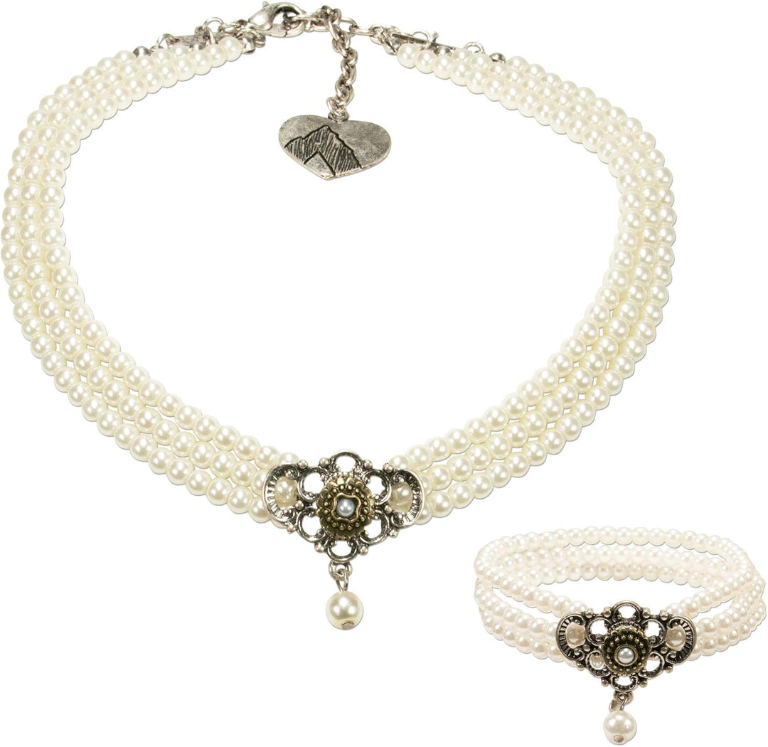 Alpenflüstern Trachtenschmuck-Set Perlen-Trachtenkette und Trachten-Armband Hedwig - Damen-Trachten-