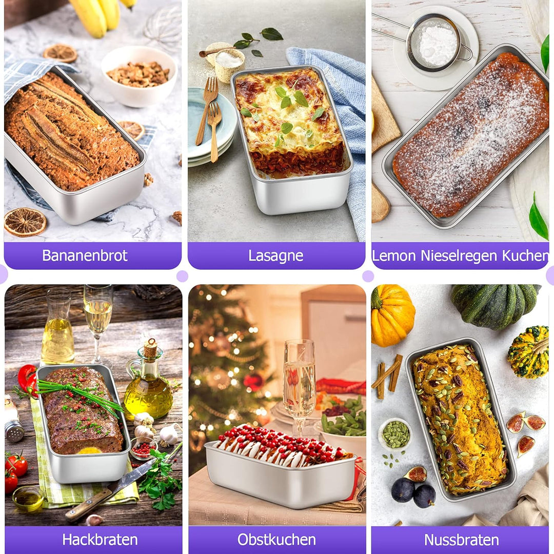 Homikit Kastenform, Edelstahl Brotbackform Königskuchenform 4er-Set, Rechteckig Brotform für Brot/Ku