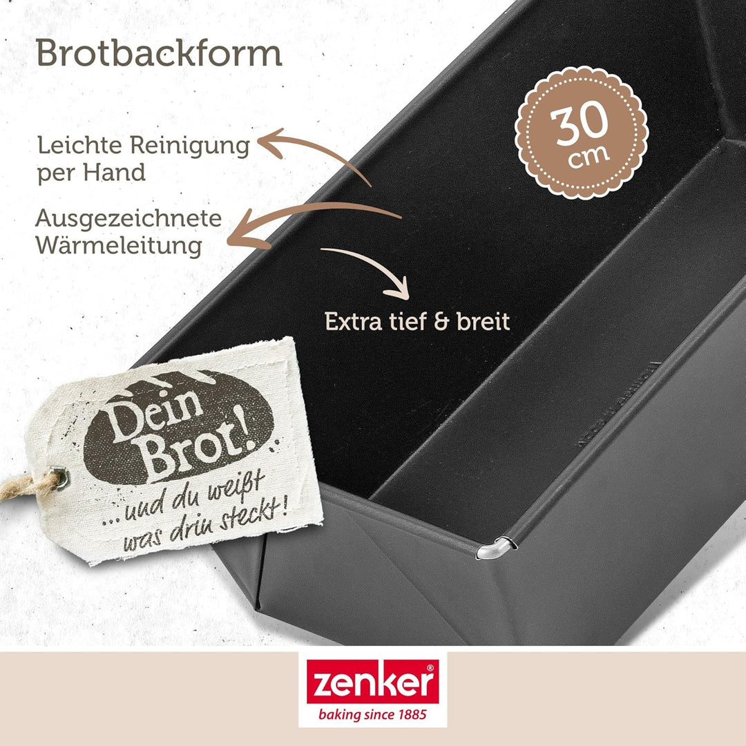 Zenker Brotbackform, Königskuchenform mit Antihaftbeschichtung, hochwertige Brotform in schwarz (Kuc
