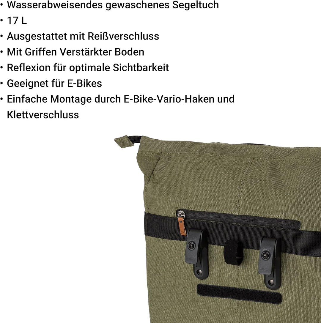FastRider Celo Fahrradtasche für Gepäckträger, 23L Seitentasche Fahrrad, 100% Kanevas Gepäckträgerta
