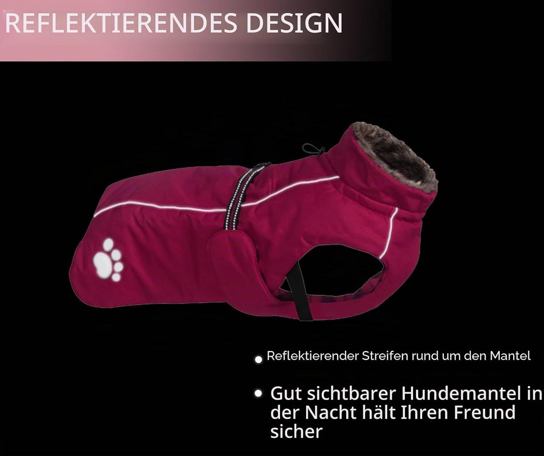 MOREZI Hundejacke Mantel, Winddicht wasserdicht, mit reflektierenden Streifen und einstellbarem Kord