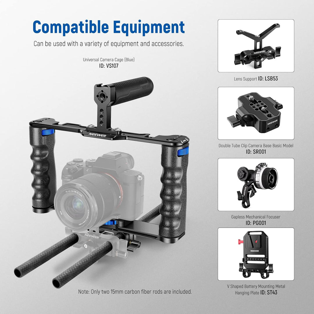 NEEWER 15mm Kohlefaser Verlängerungsstangen 15,7"/40cm Kompatibel mit SmallRig Kompatibel mit Tilta
