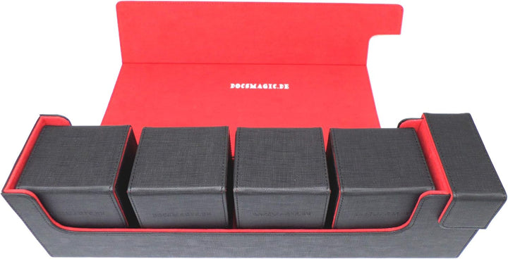 docsmagic.de Premium Magnetic Tray Long Box Black/Red Large + 4 Flip Boxes - Schwarz/Rot Large + 4 F
