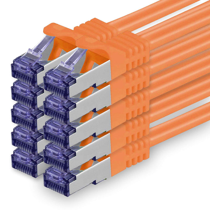 1aTTack.de Cat.7 Netzwerkkabel 3,0 m - Orange - 10 Stück - Cat7 Patchkabel (SFTP/PIMF/LSZH) Rohkabel
