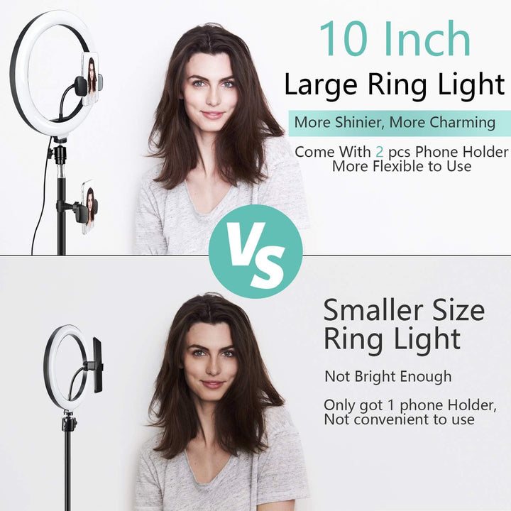 LED Ringlicht mit Stativ, 10 zoll / 25.4 CM Ringleuchte mit Stativ für handy Fernbedienung USB-betri