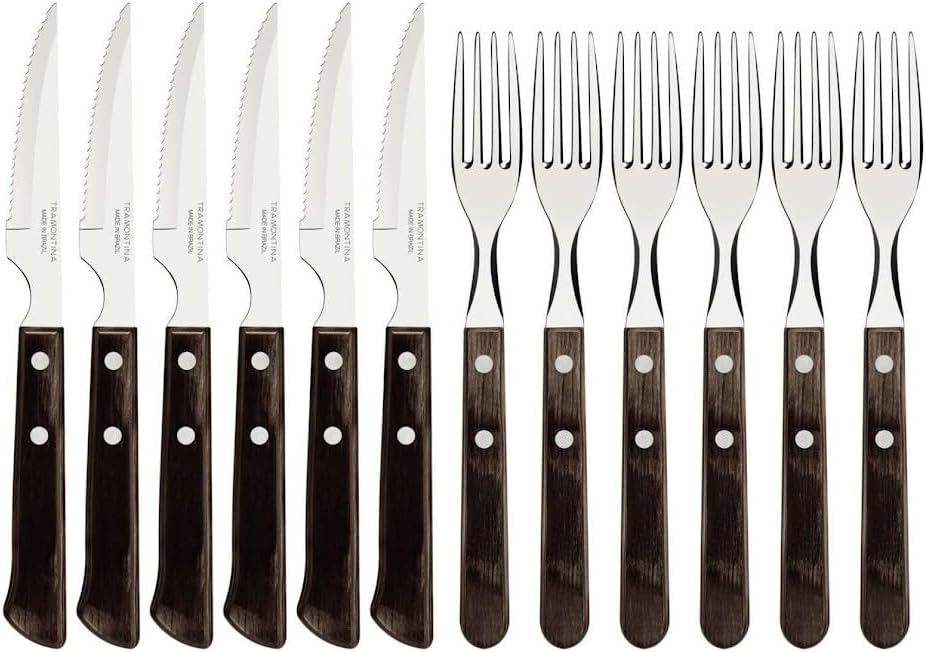 Tramontina 29899-222 Steakbesteck Spanish Style, Set 12-teilig, mit 6 Steakmessern und 6 Steakgabeln