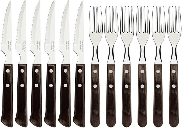 Tramontina 29899-222 Steakbesteck Spanish Style, Set 12-teilig, mit 6 Steakmessern und 6 Steakgabeln