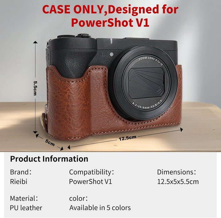 Rieibi Canon V1 Kameratasche, PU-Leder Kameratasche für Canon PowerShot V1 Kamera, abnehmbare Schutz