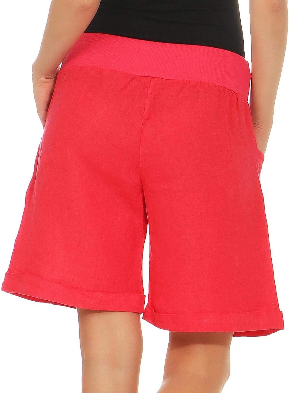 Malito Damen Bermuda aus Leinen | Shorts für den Strand | lässige Kurze Hose | Pants - Hotpants 8024