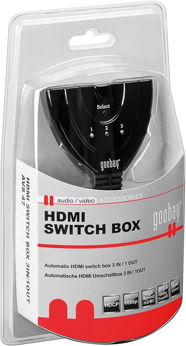 Goobay AVS 47 HDMI 3 in/1 out Automatische Umschaltbox 3 Ausgänge, 3 Ausgänge