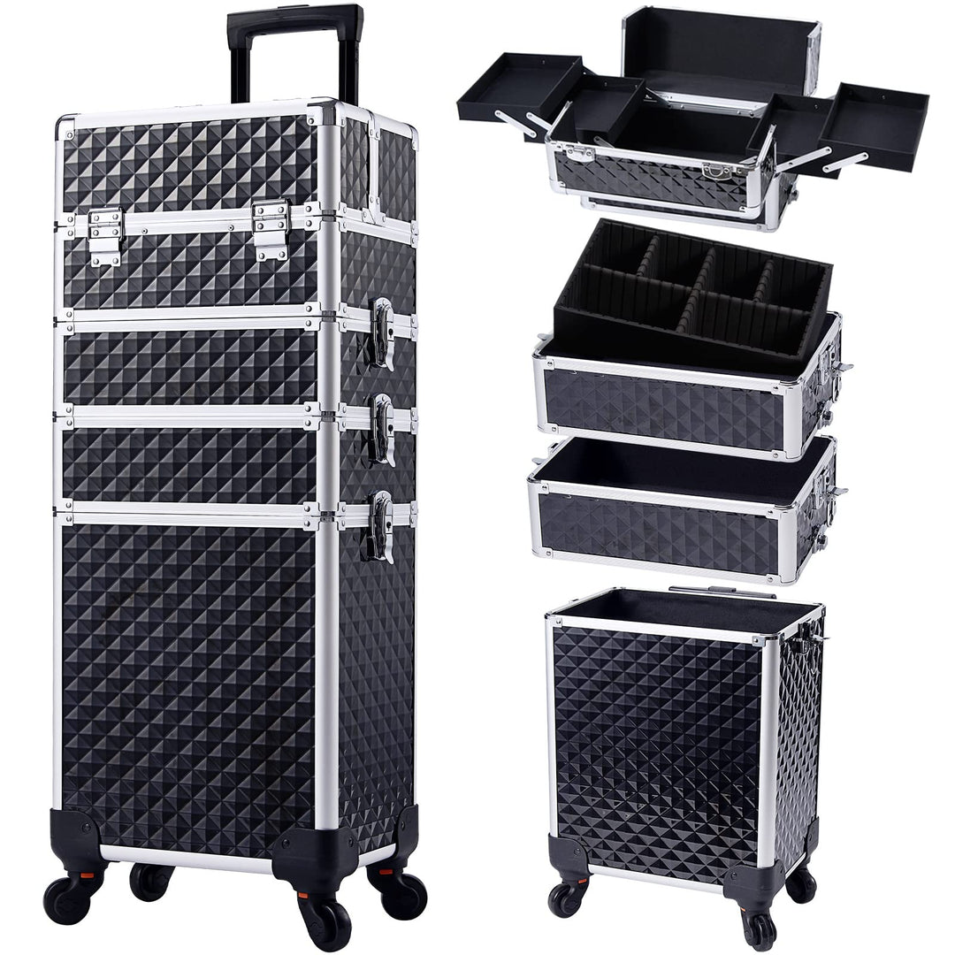 Kosmetikkoffer Trolley 4-in-1 Kosmetikkoffer Gross Kosmetik Trolley Make up Koffer Schminkkoffer mit