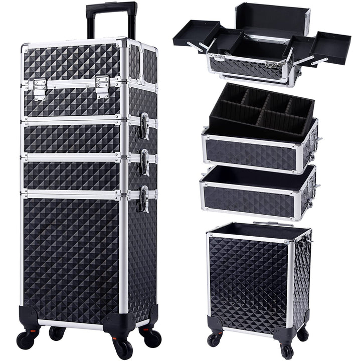 Kosmetikkoffer Trolley 4-in-1 Kosmetikkoffer Gross Kosmetik Trolley Make up Koffer Schminkkoffer mit
