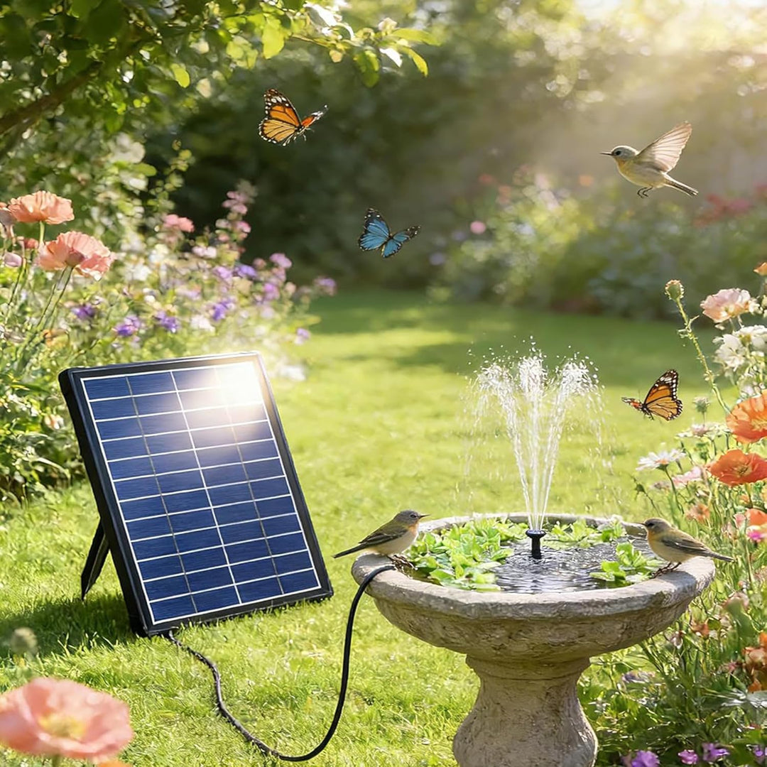 Biling 7.5W Solar Springbrunnen für aussen Klein Gartenteiche, 10 Düsen Solar Teichpumpe mit Filter