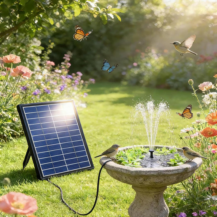 Biling 7.5W Solar Springbrunnen für aussen Klein Gartenteiche, 10 Düsen Solar Teichpumpe mit Filter