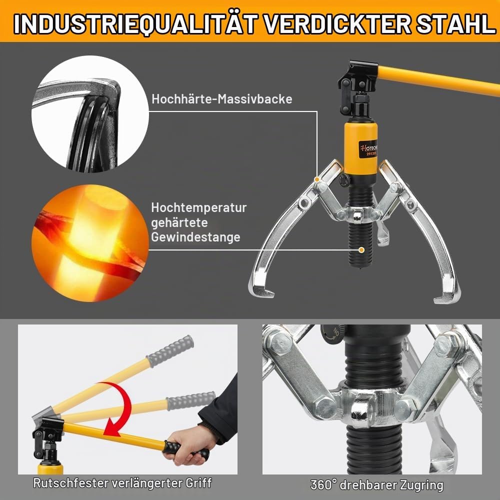 Hoteche 5TON hydraulischer Abzieher - Abzieher Set für professionelle Anwendungen in Schwarz (50-200