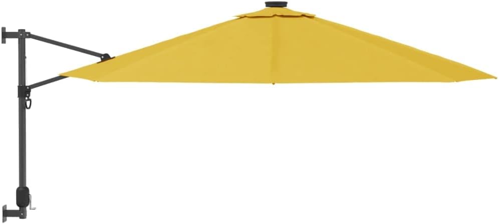 vidaXL Wand Sonnenschirm mit LEDs, Wandschirm mit Sonnenschutz, Gartenschirm mit Aluminium Mast 8 Ri