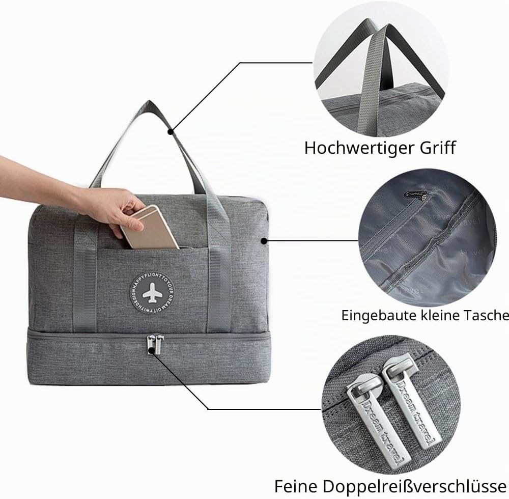Kaxich Sporttasche Trocken Nass Trennung Schwimmtasche Wasserdicht Reisetasche Badetasche Waschtasch