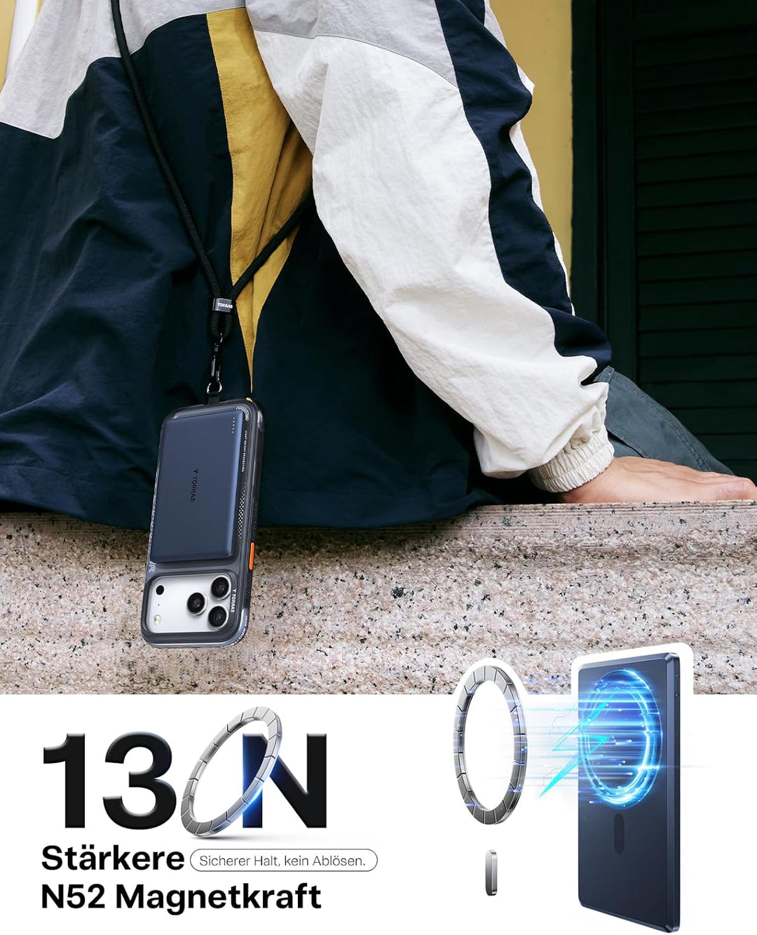 TORRAS MiniMag Ultra Slim Powerbank für Magsafe, 18W Schnellladen 5000mAh Magnetische Powerbank Klei