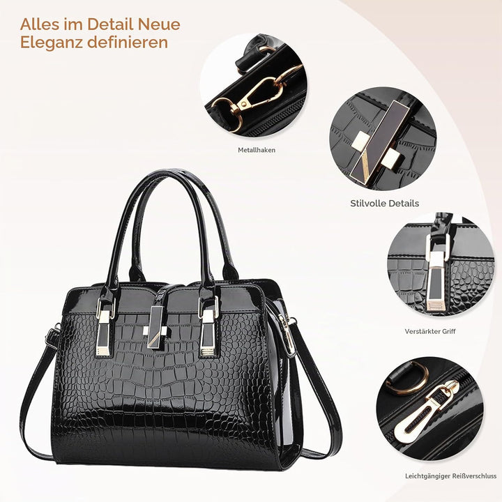 Nicole&amp;Doris Damen Handtaschen Neue Umhängetasche Lackleder Shell Schultertasche Henkeltaschen Tasch